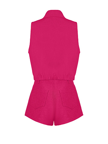 Pink Linen Blouse and Shorts Set, 2