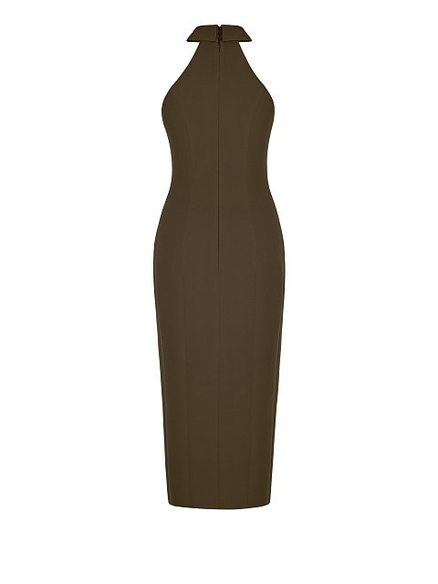 Khaki Green Sleeveless Midi Dress, 2