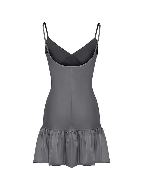 Dark Grey Ruffle Mini Dress, 2