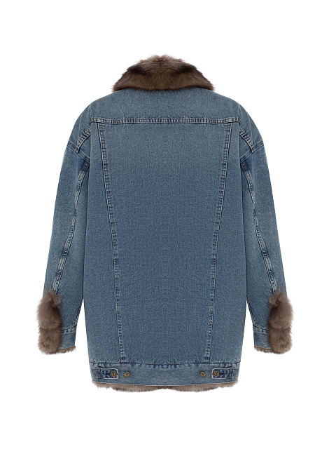 Blue Denim & Sable Fur Long Jacket, 2