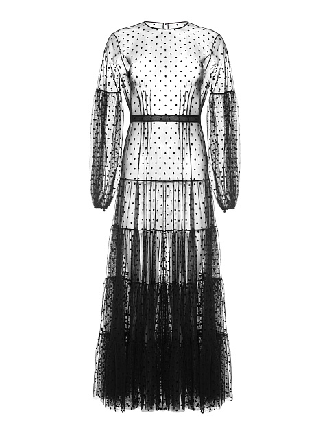 Maxi dress made of black polka-dot mesh, 1