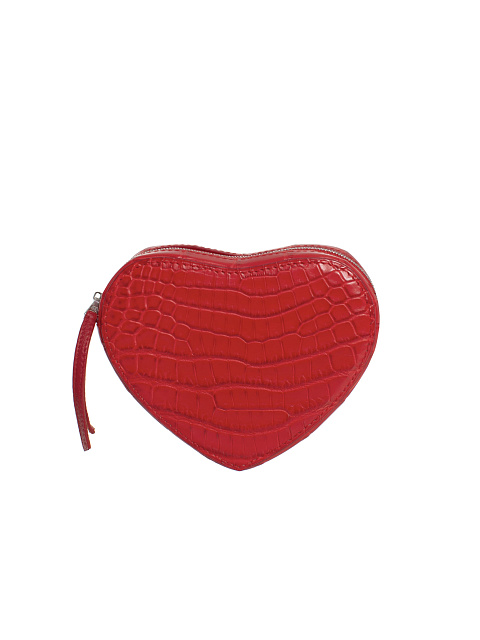 Red crocodile leather heart-shaped bag, 4