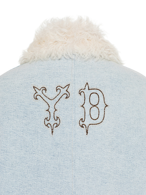 Light Blue Denim & Shearling Parka, 4