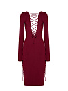 Вязанное платье бордовое со шнуровкой на спинке, переду, бокам