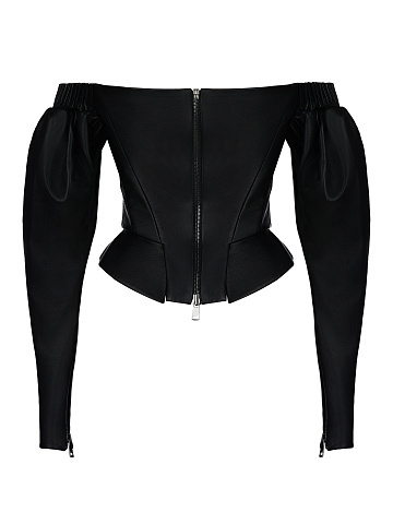 Black Leather Off Shoulder Top, 2