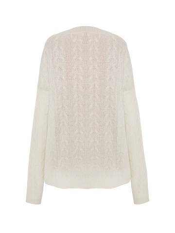 Milk-colored cashmere pullover with lurex, 2