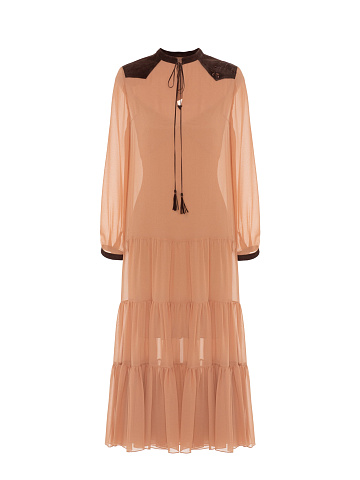 Light Terracota Chiffon Midi Dress, 1