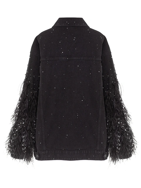 Black Feathers & Rhinestones Denim Jacket, 2