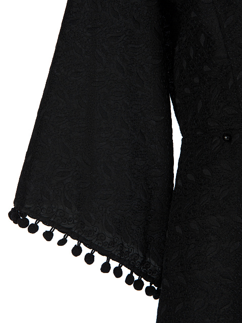 Black Cotton Lace Wrap Mini Dress, 4