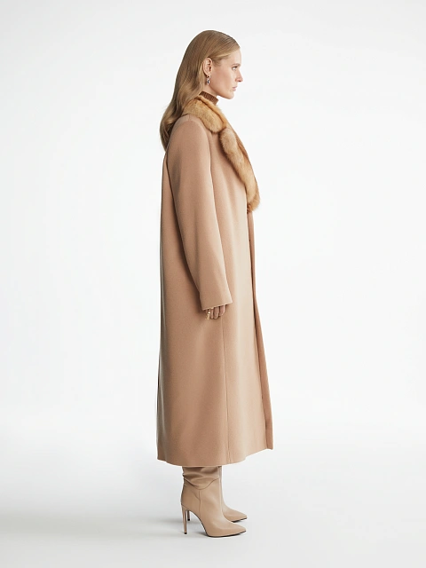 Beige Sable Fur & Cashmere Coat, 3