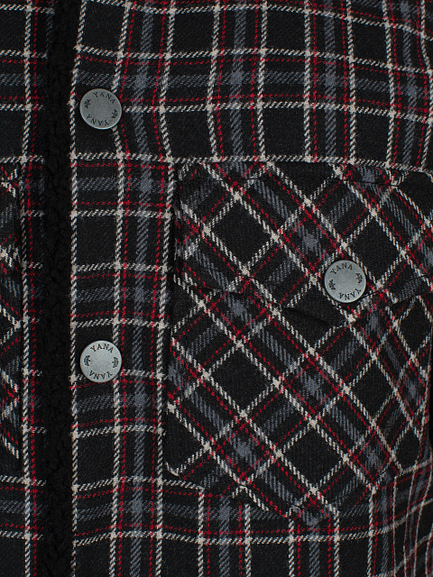 Black Checkered Wool & Shearling Jacket, 3