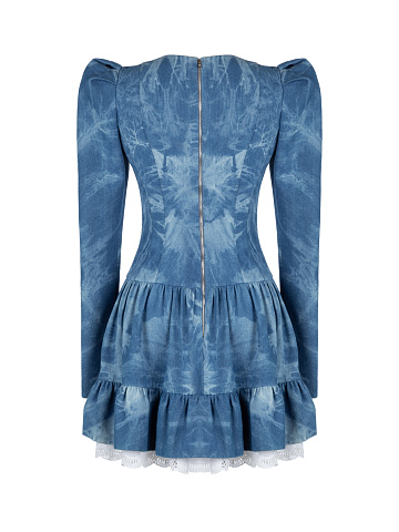 Blue Denim Tie-Dye Mini Dress, 2