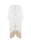 White Fringed Chiffon Tunic Dress