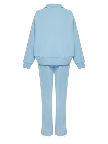 Light Blue & White "Yana" Embroidered Jersey Suit, 2