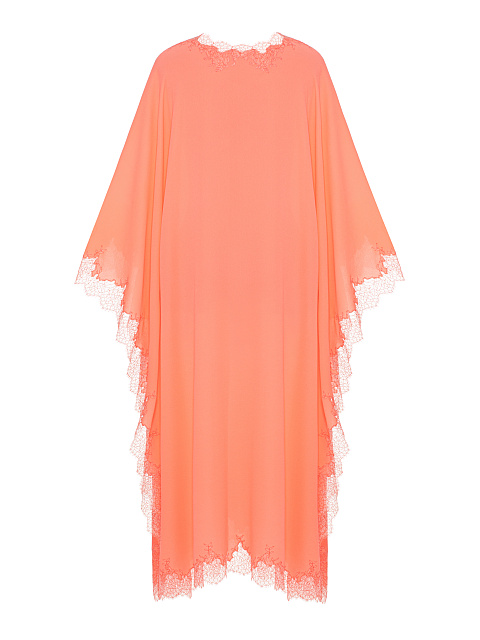 Orange Lace Trim Chiffon Tunic, 2 Orange Lace Trim Chiffon Tunic, 2