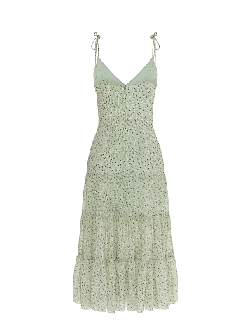 Green sundress with floral print, 2