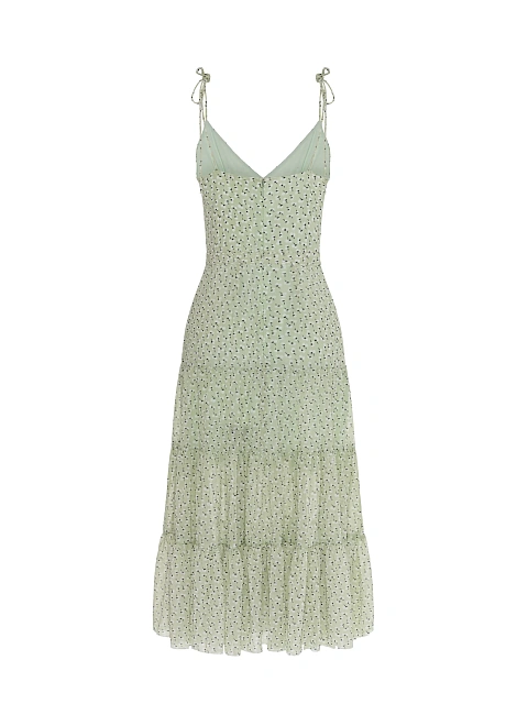 Green sundress with floral print, 2