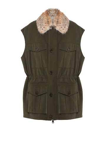 Khaki vest with lynx fur, 1