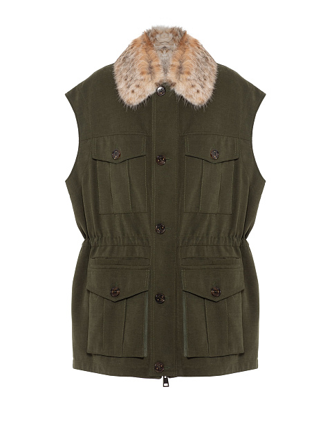 Khaki vest with lynx fur, 1