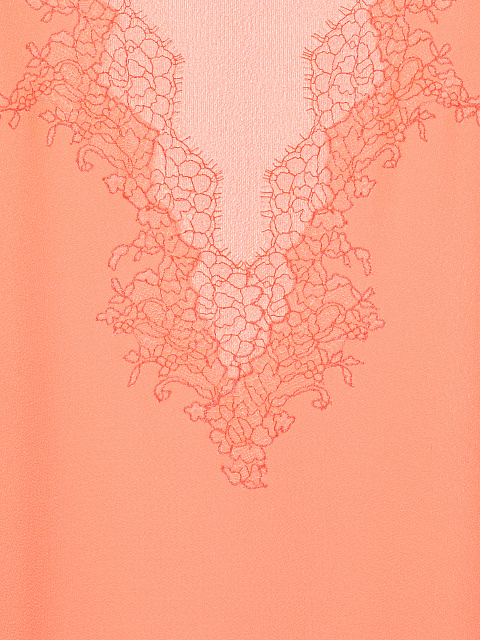 Orange Lace Trim Chiffon Tunic, 3 Orange Lace Trim Chiffon Tunic, 3