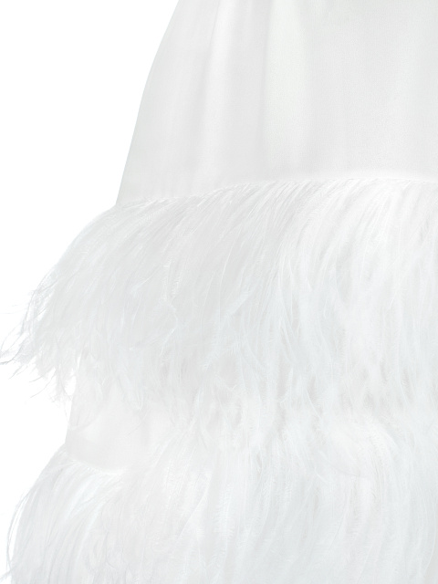 White Feathers Trimmed Bridal Dress , 4
