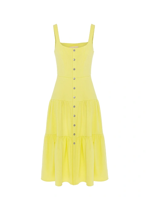 Yellow denim midi dress, 1