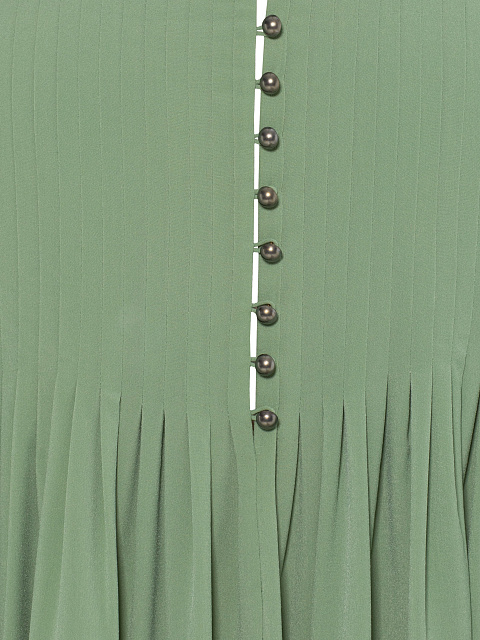 Green crepe silk suit, tunic trimmed with embroidery, joggers with elastic waistband, 6