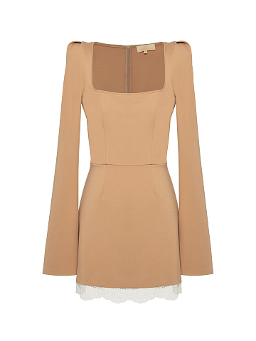 Beige Jersey Mini Dress, 1