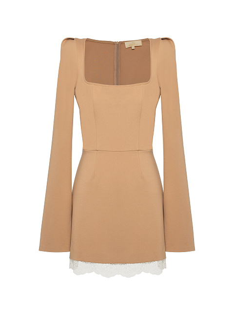 Beige Jersey Mini Dress, 1