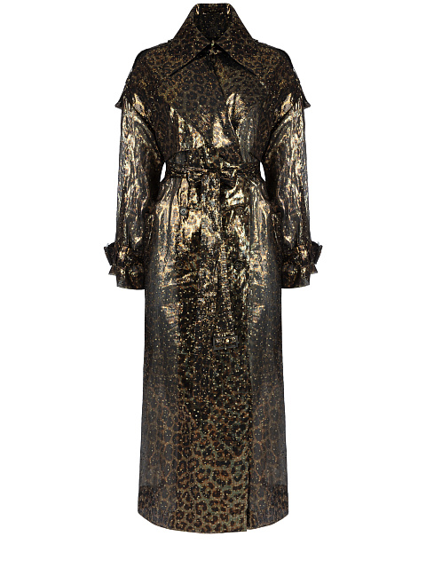 Leopard Printed Silk Trench Coat, 1