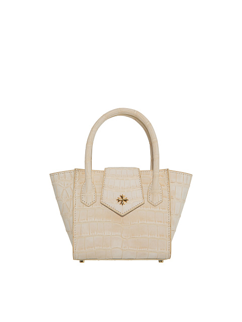Beige Crocodile Leather Bag With Gilded Silver, 1