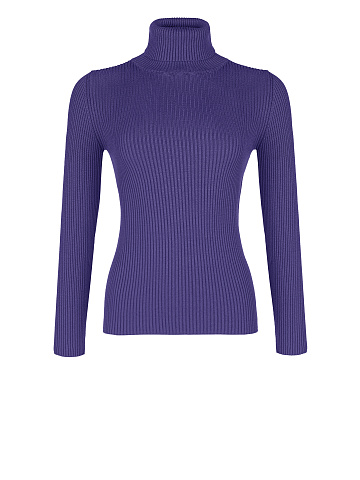 Purple Rib Knit Turtleneck Sweater, 1