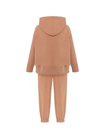 Kid's Brown Embroidered Jersey Tracksuit, 2