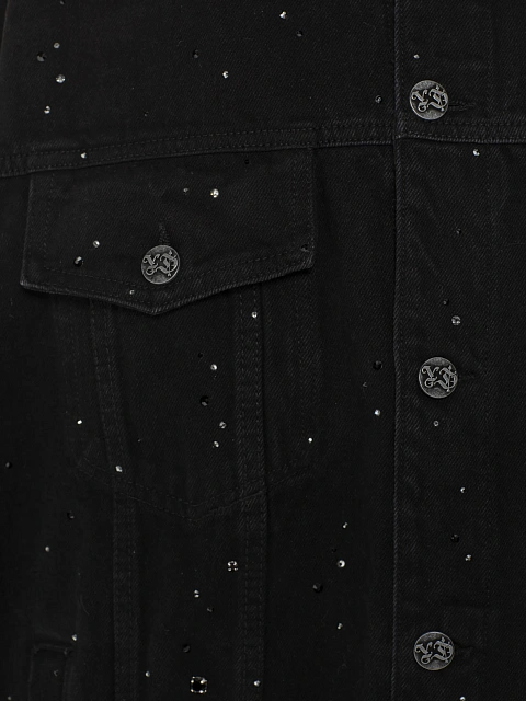 Black Feathers & Rhinestones Denim Jacket, 3