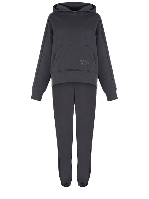 Dark Grey Embroidered Cross Jersey Set, 1