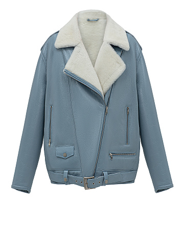Light Blue Oversized Shearling Jacket, 1