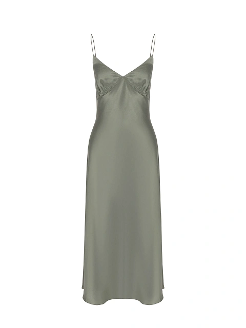 Grey Silk Midi Dress & Jacket Set, 3