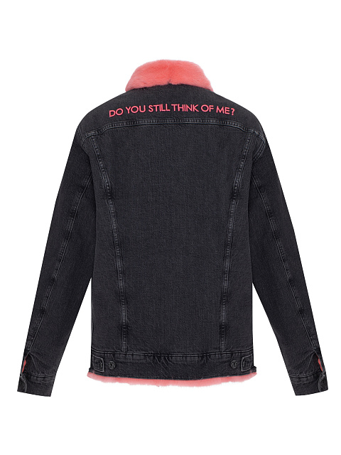 Black Denim & Pink Mink Fur Jacket, 2