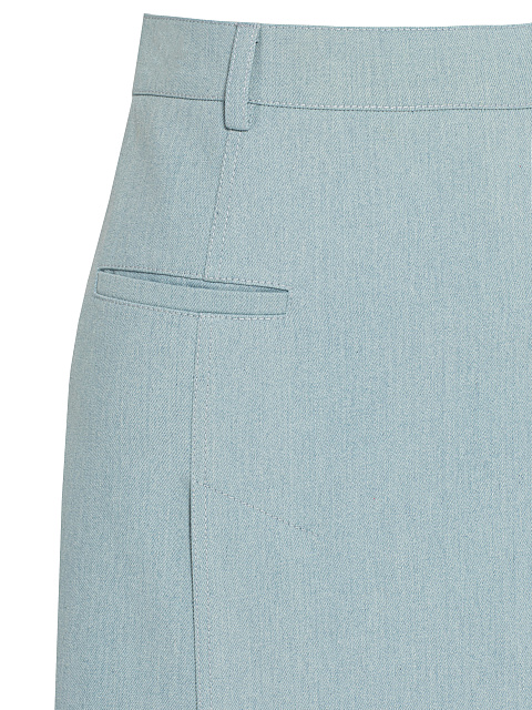 Light Blue Denim Midi Skirt Suit, 5