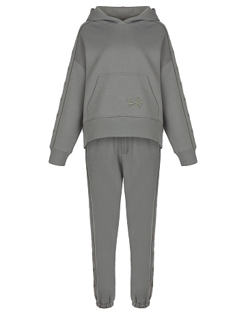 Grey Jersey Set With Green Embroidery, 1