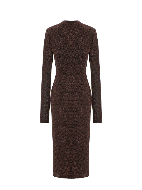 Brown Lurex Jersey Midi Dress, 2