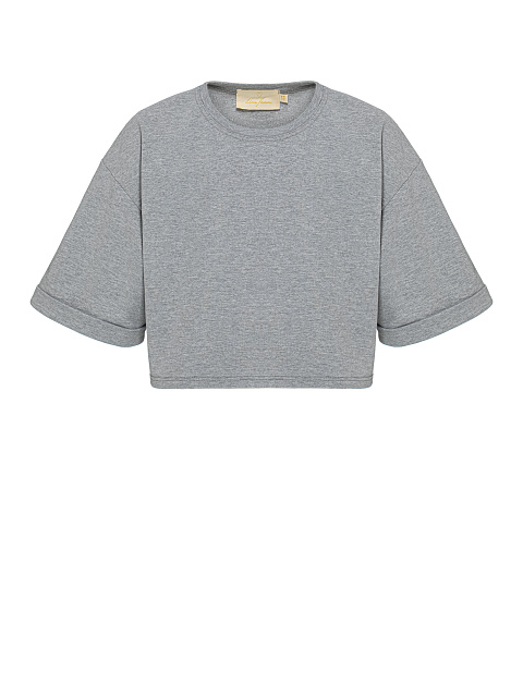 Gray cropped cotton T-shirt , 1