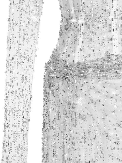 Swarovski Crystals Embellished White Mesh Corset Dress, 3