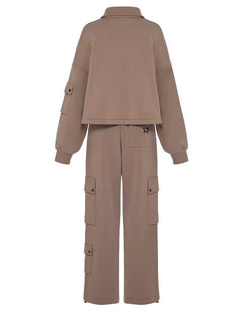 Brown Cargo Pants Jersey Suit, 2
