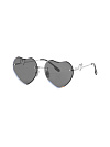 Grey Heart-Shaped Sunglasses in Silver Frame