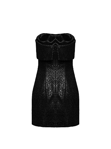 Metallic Black Snakeskin Mini Dress, 2