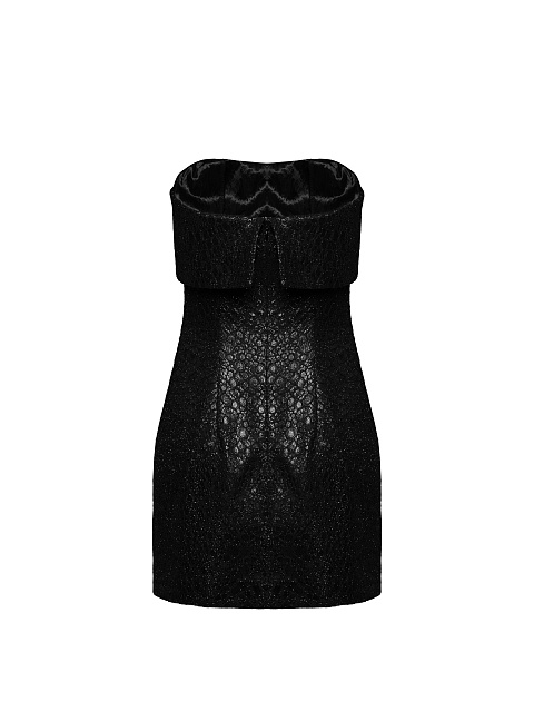 Metallic Black Snakeskin Mini Dress, 2