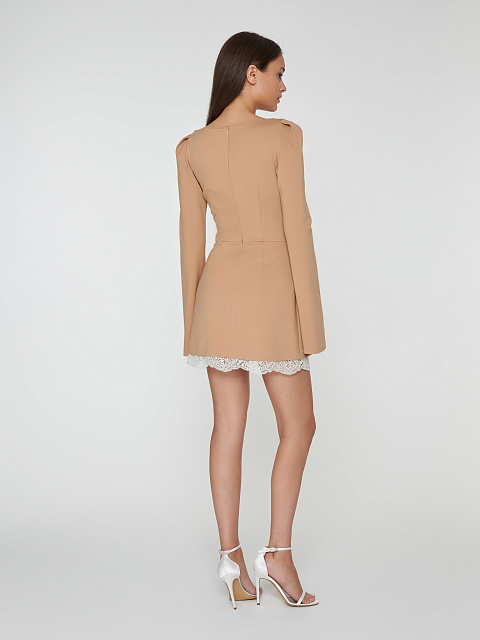 Beige Jersey Mini Dress, 7