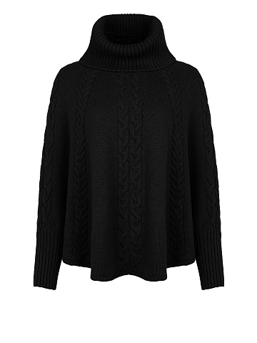 Black Cashmere Cable Knit Sweater, 1