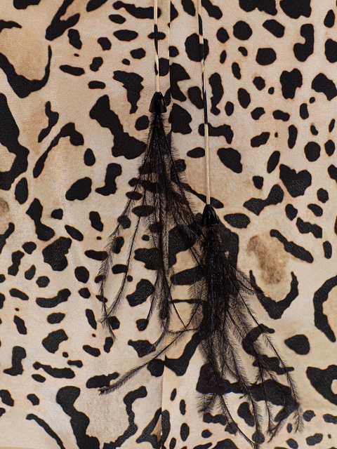 Beige Leopard Silk Mini Dress, 4